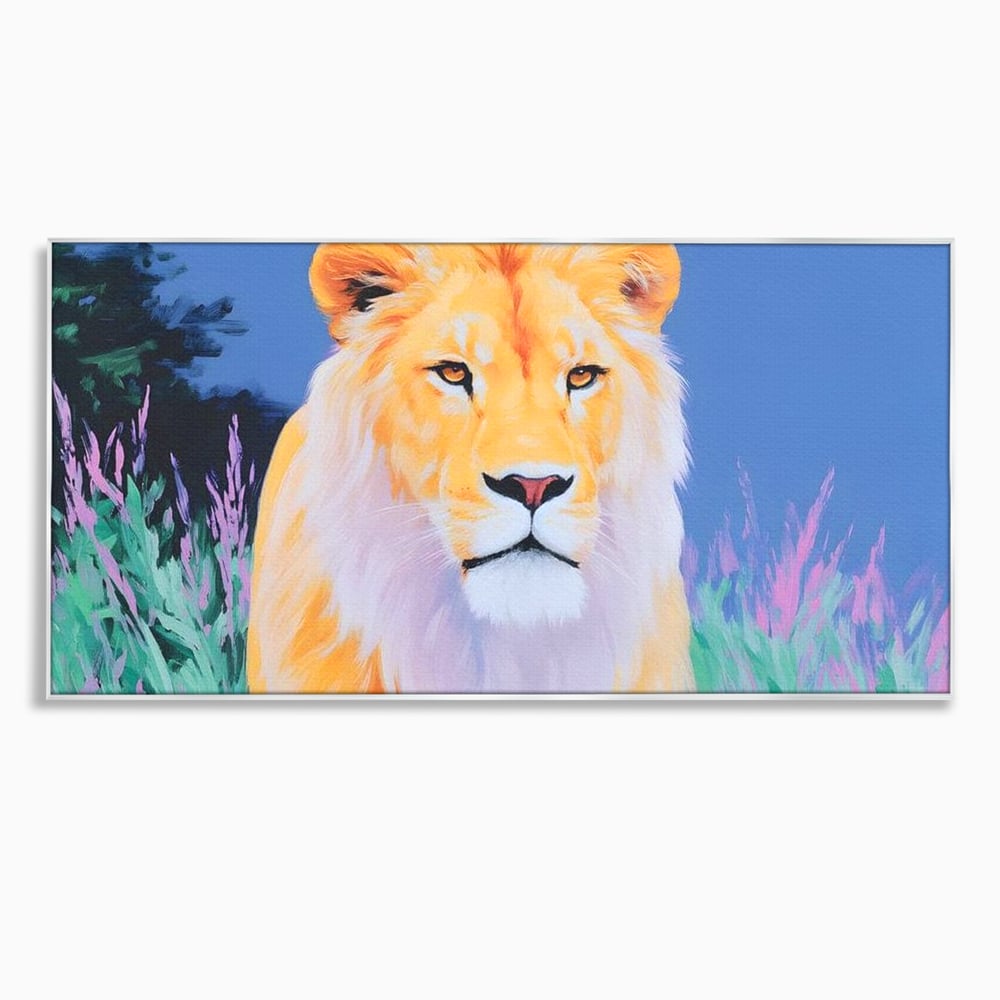 Leinwand Wandkunst Premium, LuxCanva® M1400, Pastell Leinwand Wandkunst, Pastell, Löwe, Tier, Wild, Exotisch, Dschungel, Natur, Natur, Malerei, Vegetation, Gelassenheit, Büro, Wohnen, Kinderzimmer