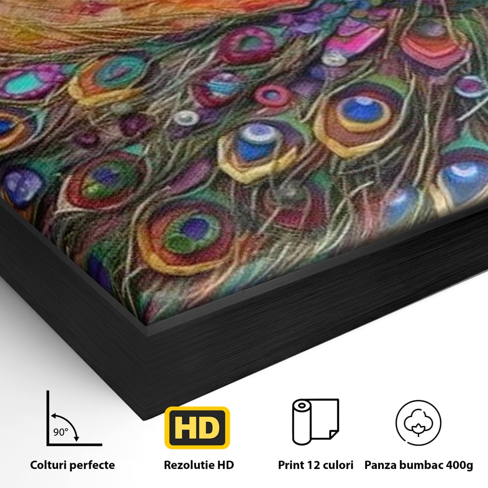 Leinwandbilder Premium, LuxCanva® M1401, Waltz of Colours, Pfau, Vogel, Vogel, Schwanz, Federn, Exotisch, Elegant, Abstrakt, Multicolor, Pracht, Büro, Wohnen, Kinderzimmer