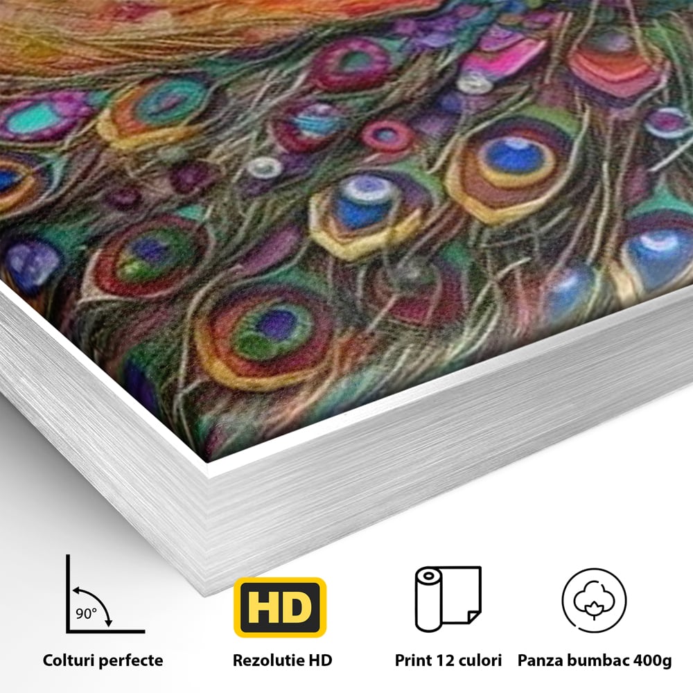 Leinwandbilder Premium, LuxCanva® M1401, Waltz of Colours, Pfau, Vogel, Vogel, Schwanz, Federn, Exotisch, Elegant, Abstrakt, Multicolor, Pracht, Büro, Wohnen, Kinderzimmer