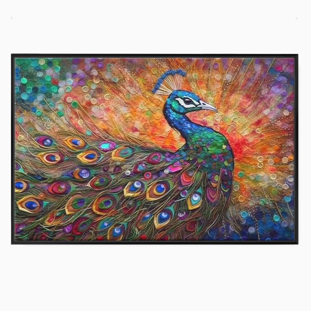 Leinwandbilder Premium, LuxCanva® M1401, Waltz of Colours, Pfau, Vogel, Vogel, Schwanz, Federn, Exotisch, Elegant, Abstrakt, Multicolor, Pracht, Büro, Wohnen, Kinderzimmer