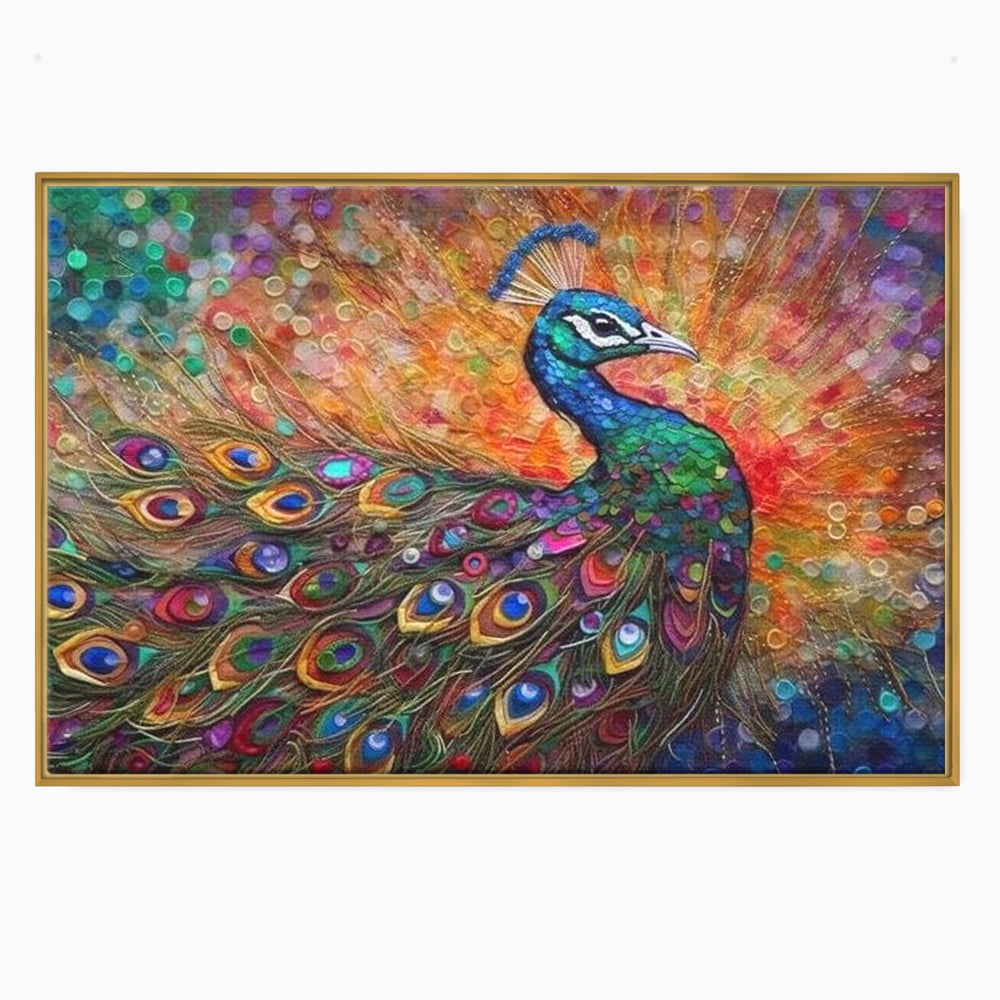 Leinwandbilder Premium, LuxCanva® M1401, Waltz of Colours, Pfau, Vogel, Vogel, Schwanz, Federn, Exotisch, Elegant, Abstrakt, Multicolor, Pracht, Büro, Wohnen, Kinderzimmer