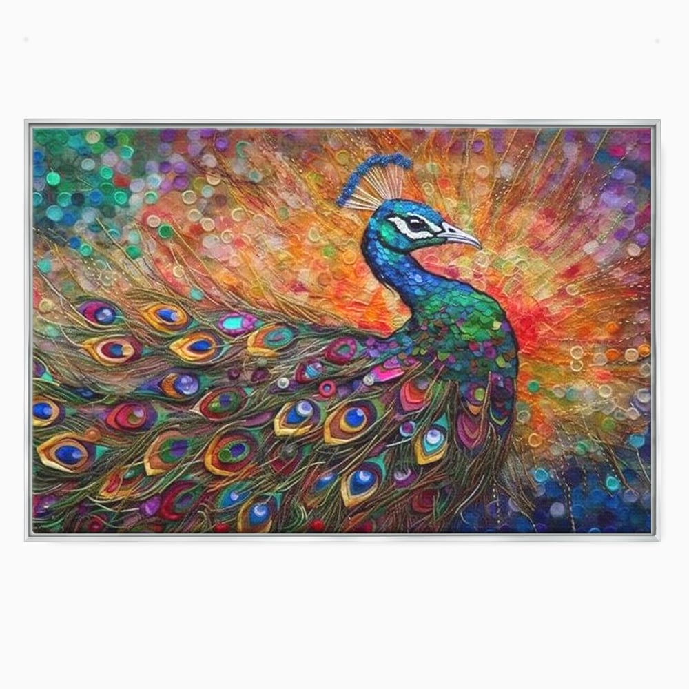 Leinwandbilder Premium, LuxCanva® M1401, Waltz of Colours, Pfau, Vogel, Vogel, Schwanz, Federn, Exotisch, Elegant, Abstrakt, Multicolor, Pracht, Büro, Wohnen, Kinderzimmer