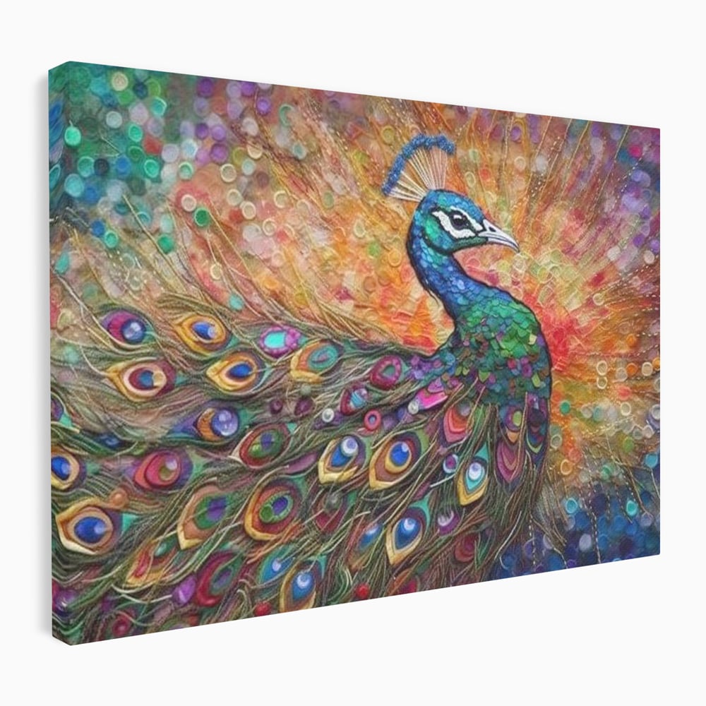 Leinwandbilder Premium, LuxCanva® M1401, Waltz of Colours, Pfau, Vogel, Vogel, Schwanz, Federn, Exotisch, Elegant, Abstrakt, Multicolor, Pracht, Büro, Wohnen, Kinderzimmer