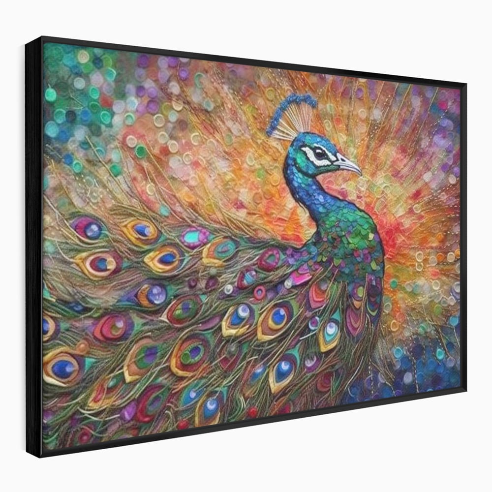 Leinwandbilder Premium, LuxCanva® M1401, Waltz of Colours, Pfau, Vogel, Vogel, Schwanz, Federn, Exotisch, Elegant, Abstrakt, Multicolor, Pracht, Büro, Wohnen, Kinderzimmer