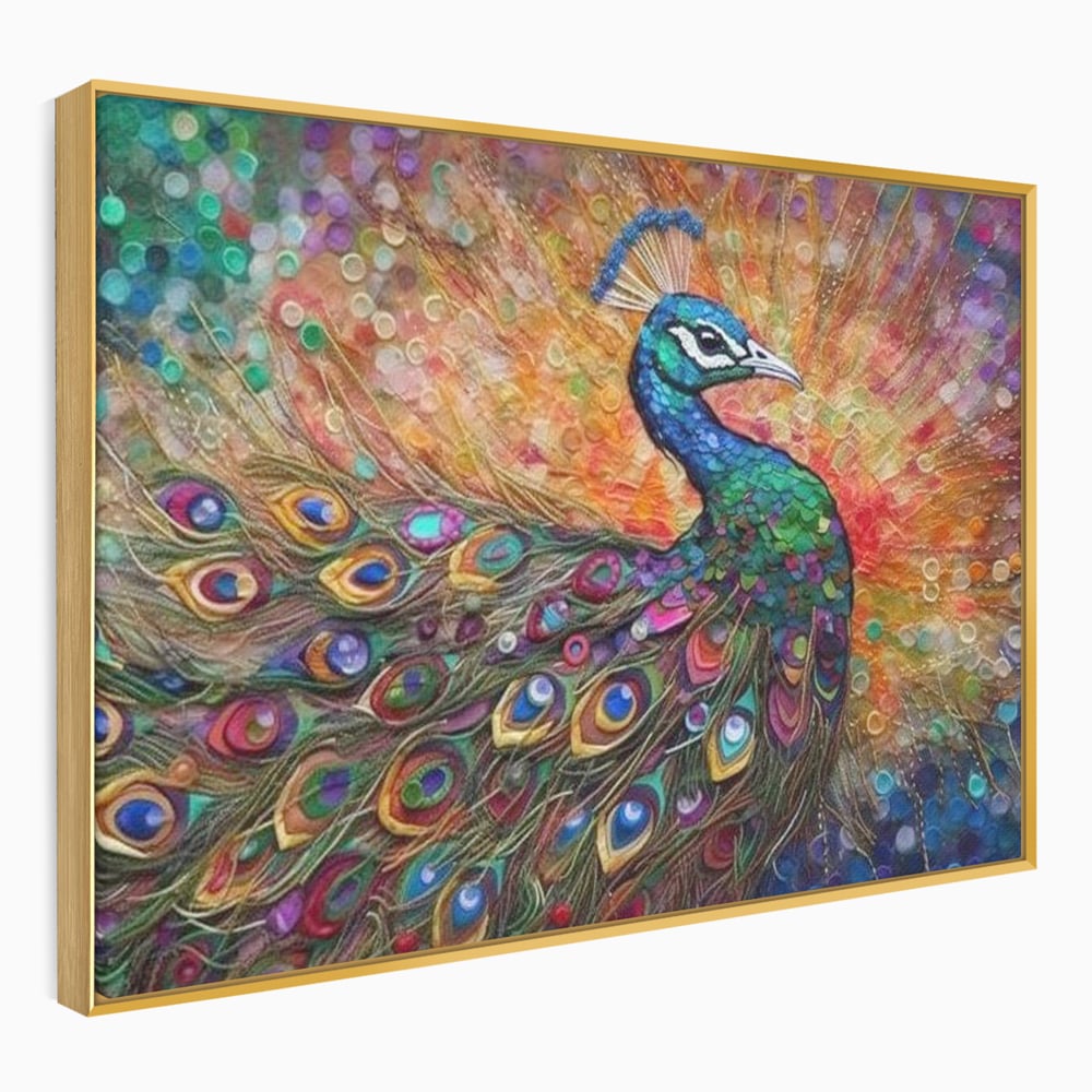 Leinwandbilder Premium, LuxCanva® M1401, Waltz of Colours, Pfau, Vogel, Vogel, Schwanz, Federn, Exotisch, Elegant, Abstrakt, Multicolor, Pracht, Büro, Wohnen, Kinderzimmer