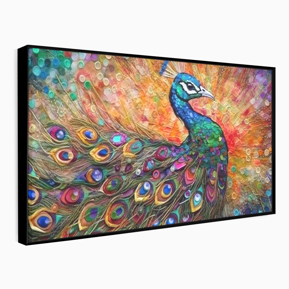 Leinwandbilder Premium, LuxCanva® M1401, Waltz of Colours, Pfau, Vogel, Vogel, Schwanz, Federn, Exotisch, Elegant, Abstrakt, Multicolor, Pracht, Büro, Wohnen, Kinderzimmer