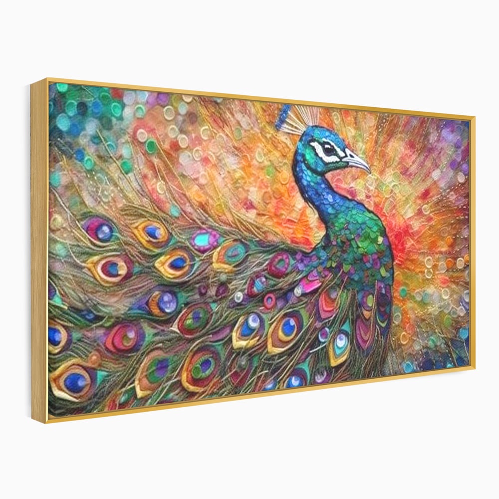 Leinwandbilder Premium, LuxCanva® M1401, Waltz of Colours, Pfau, Vogel, Vogel, Schwanz, Federn, Exotisch, Elegant, Abstrakt, Multicolor, Pracht, Büro, Wohnen, Kinderzimmer