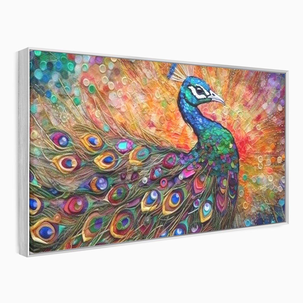 Leinwandbilder Premium, LuxCanva® M1401, Waltz of Colours, Pfau, Vogel, Vogel, Schwanz, Federn, Exotisch, Elegant, Abstrakt, Multicolor, Pracht, Büro, Wohnen, Kinderzimmer