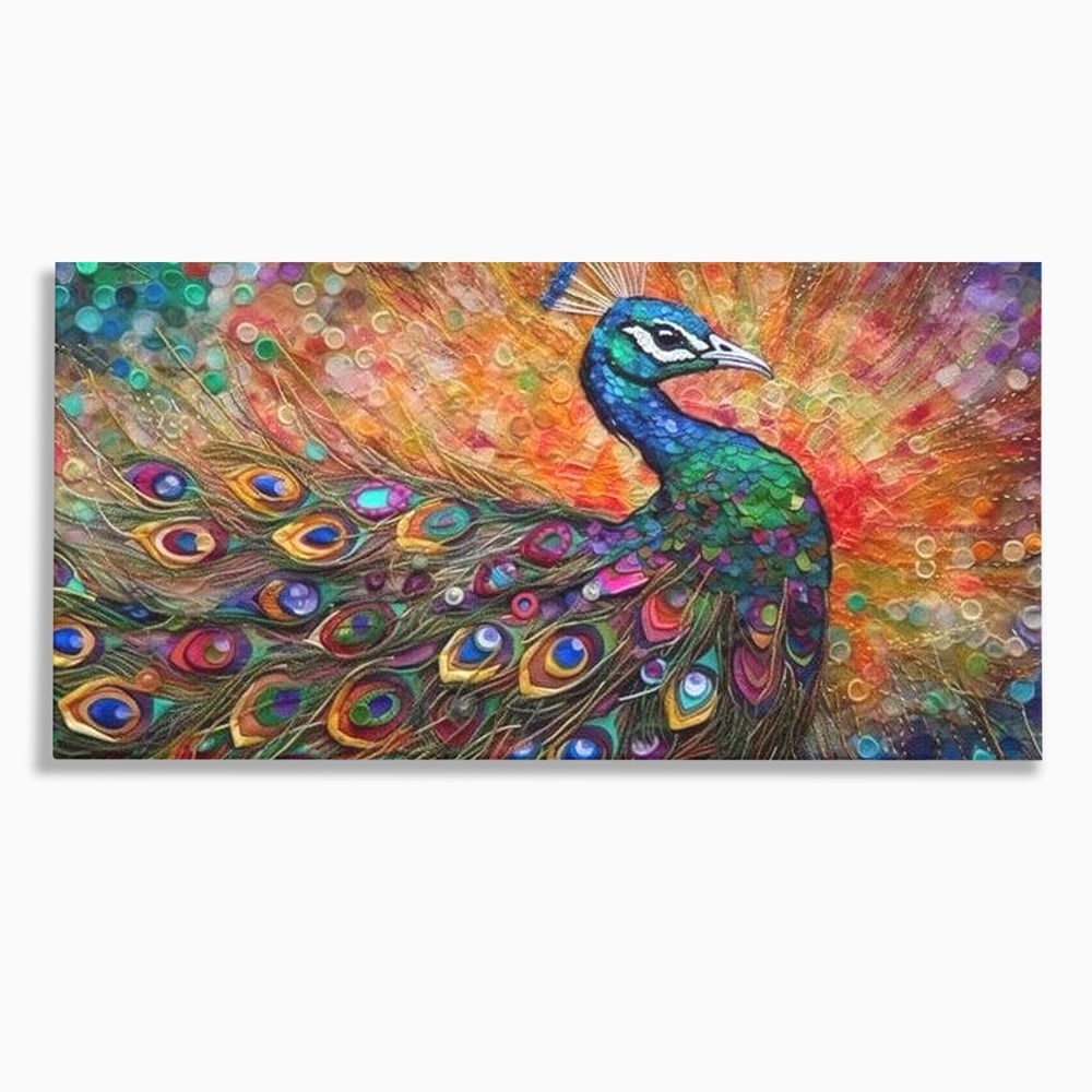 Leinwandbilder Premium, LuxCanva® M1401, Waltz of Colours, Pfau, Vogel, Vogel, Schwanz, Federn, Exotisch, Elegant, Abstrakt, Multicolor, Pracht, Büro, Wohnen, Kinderzimmer