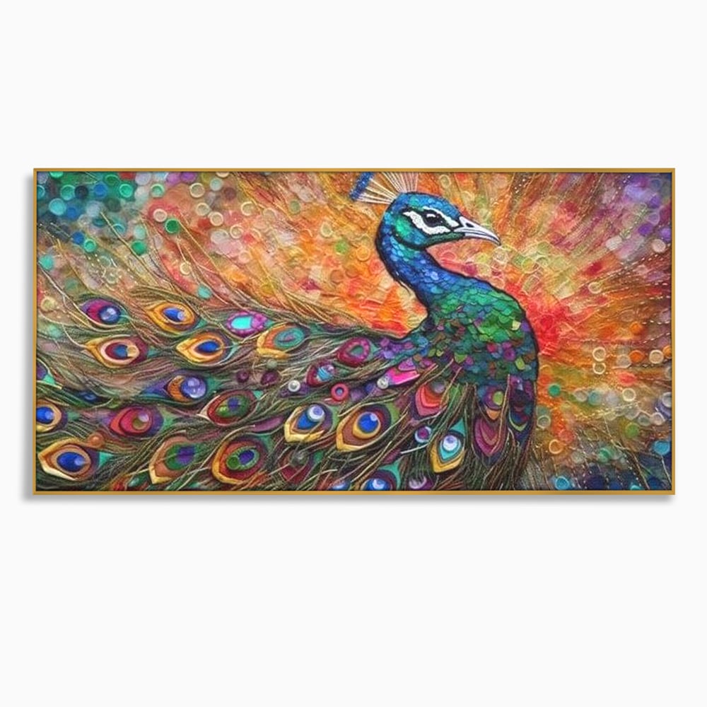 Leinwandbilder Premium, LuxCanva® M1401, Waltz of Colours, Pfau, Vogel, Vogel, Schwanz, Federn, Exotisch, Elegant, Abstrakt, Multicolor, Pracht, Büro, Wohnen, Kinderzimmer