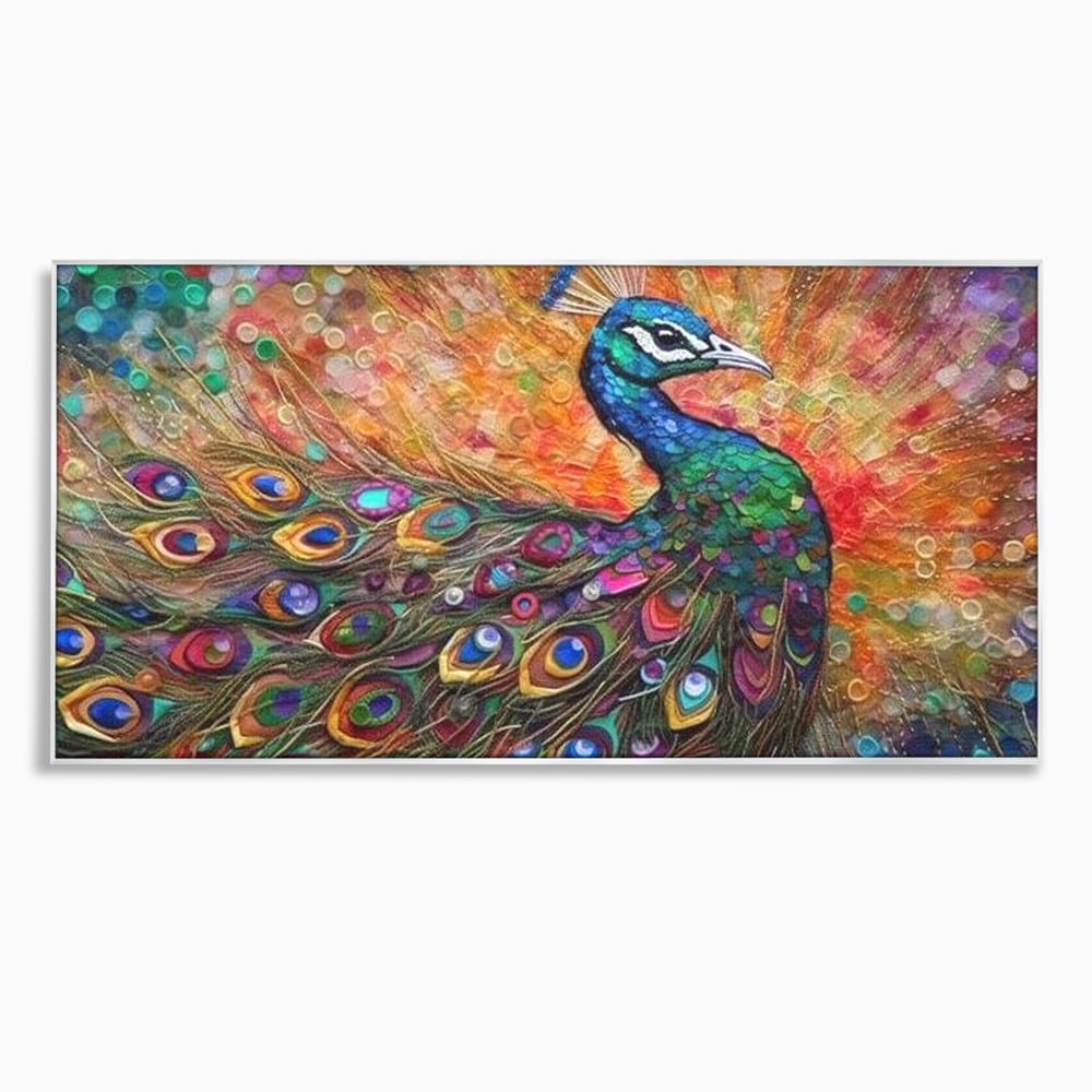 Leinwandbilder Premium, LuxCanva® M1401, Waltz of Colours, Pfau, Vogel, Vogel, Schwanz, Federn, Exotisch, Elegant, Abstrakt, Multicolor, Pracht, Büro, Wohnen, Kinderzimmer