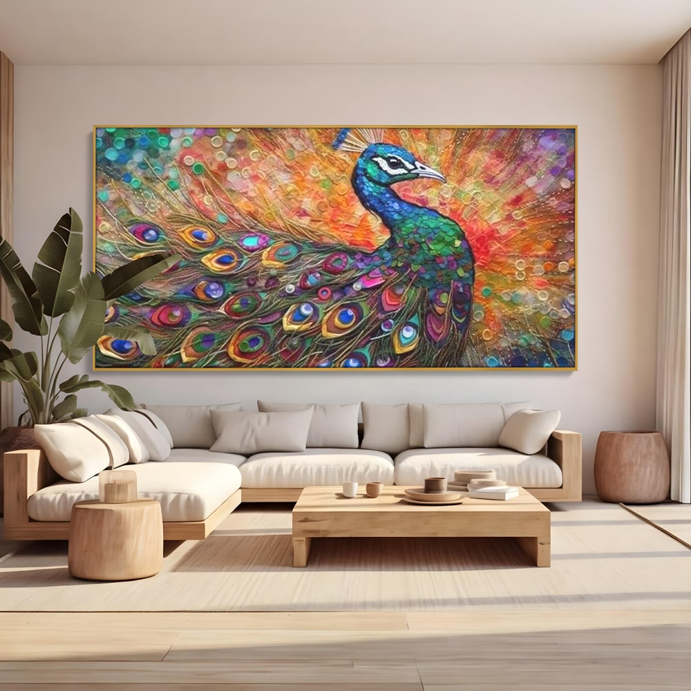 Leinwandbilder Premium, LuxCanva® M1401, Waltz of Colours, Pfau, Vogel, Vogel, Schwanz, Federn, Exotisch, Elegant, Abstrakt, Multicolor, Pracht, Büro, Wohnen, Kinderzimmer