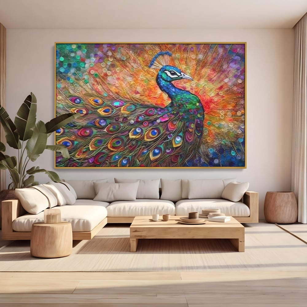 Leinwandbilder Premium, LuxCanva® M1401, Waltz of Colours, Pfau, Vogel, Vogel, Schwanz, Federn, Exotisch, Elegant, Abstrakt, Multicolor, Pracht, Büro, Wohnen, Kinderzimmer