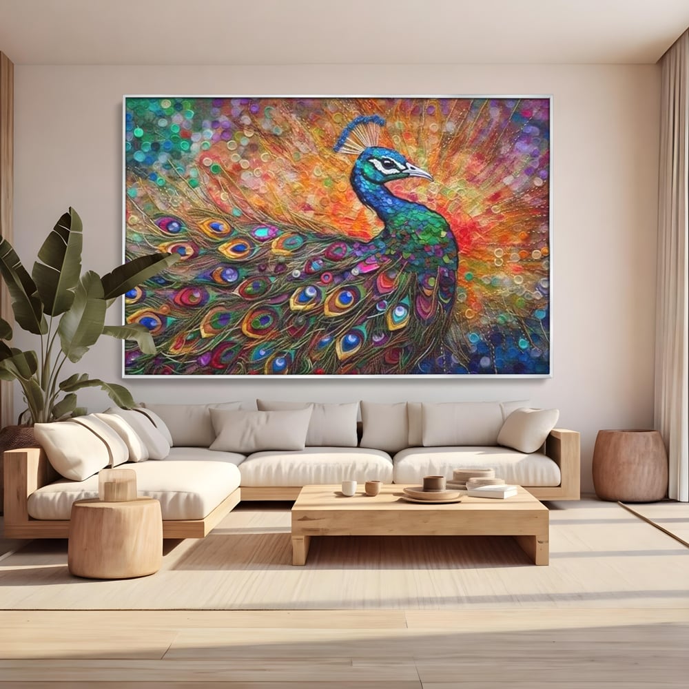 Leinwandbilder Premium, LuxCanva® M1401, Waltz of Colours, Pfau, Vogel, Vogel, Schwanz, Federn, Exotisch, Elegant, Abstrakt, Multicolor, Pracht, Büro, Wohnen, Kinderzimmer