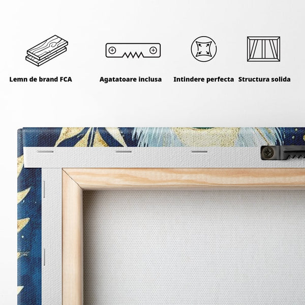 Tablou Canvas Premium, LuxCanva® M1402, O Pana Fermecata, Paun, Penaj, Auriu, Stralucitor, Elegant, Lux, Exotic, Rafinament, Detaliat, Abstract, Birou, Living, Camera Copil