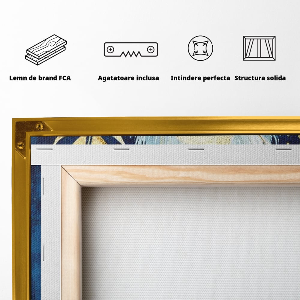 Tablou Canvas Premium, LuxCanva® M1402, O Pana Fermecata, Paun, Penaj, Auriu, Stralucitor, Elegant, Lux, Exotic, Rafinament, Detaliat, Abstract, Birou, Living, Camera Copil