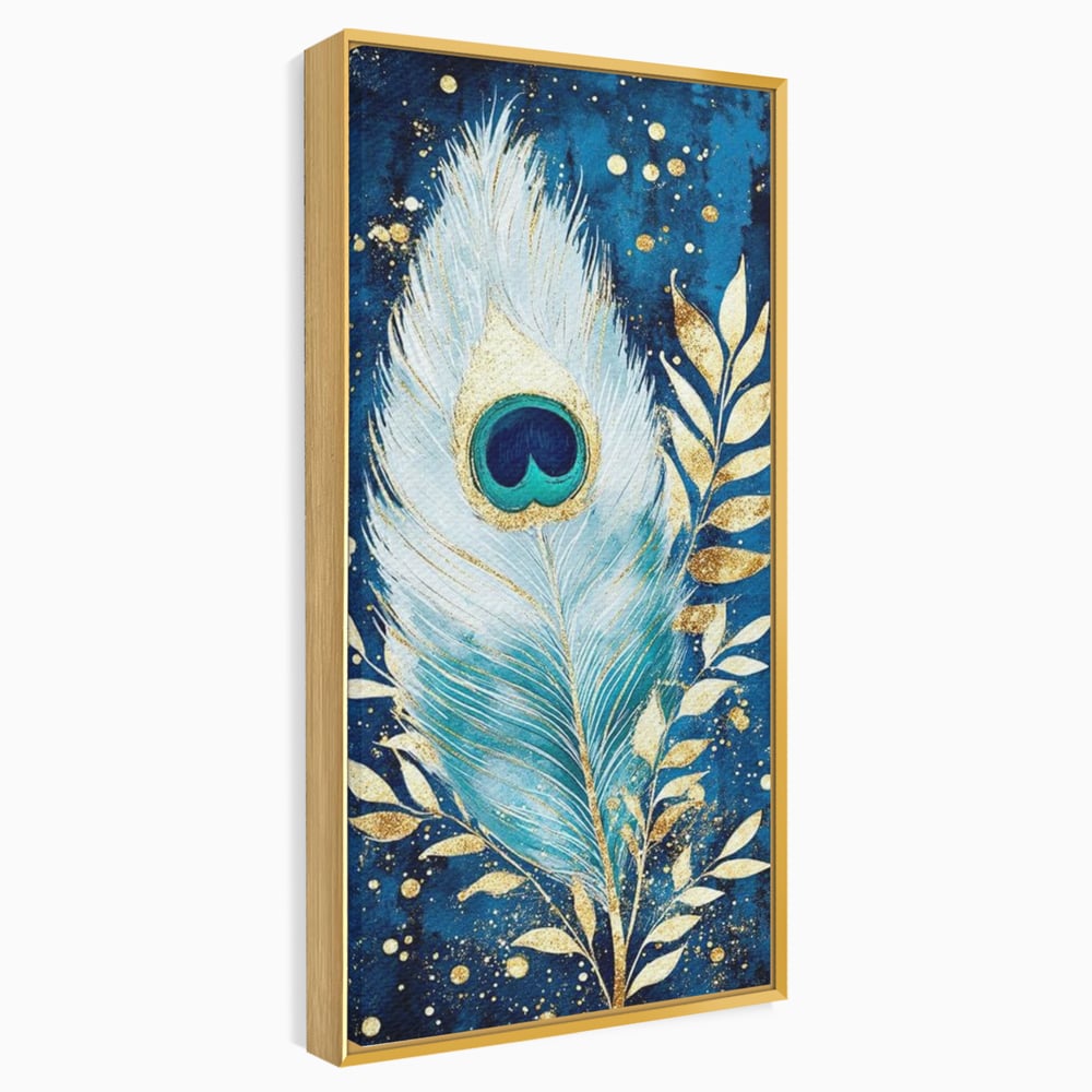 Tablou Canvas Premium, LuxCanva® M1402, O Pana Fermecata, Paun, Penaj, Auriu, Stralucitor, Elegant, Lux, Exotic, Rafinament, Detaliat, Abstract, Birou, Living, Camera Copil