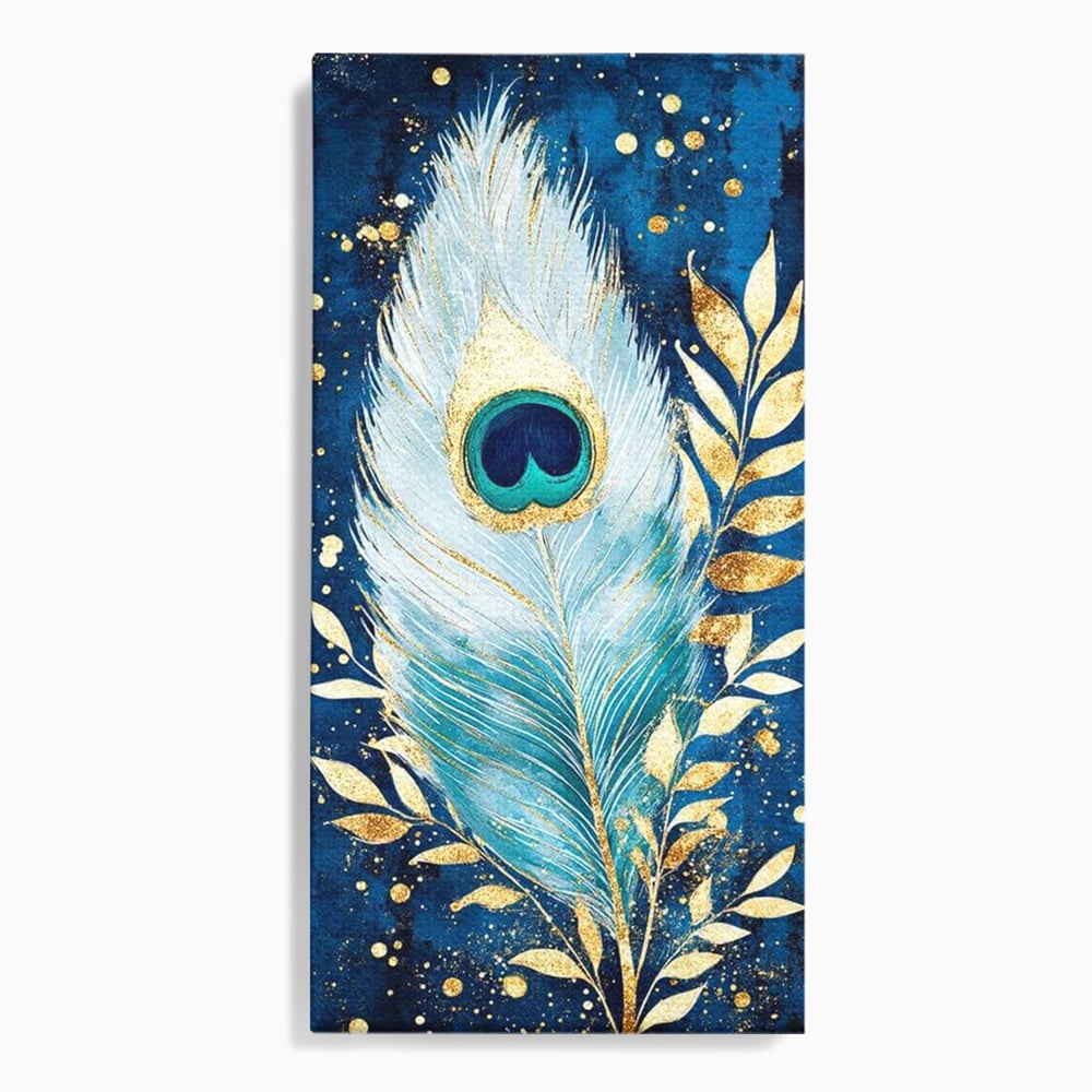 Tablou Canvas Premium, LuxCanva® M1402, O Pana Fermecata, Paun, Penaj, Auriu, Stralucitor, Elegant, Lux, Exotic, Rafinament, Detaliat, Abstract, Birou, Living, Camera Copil