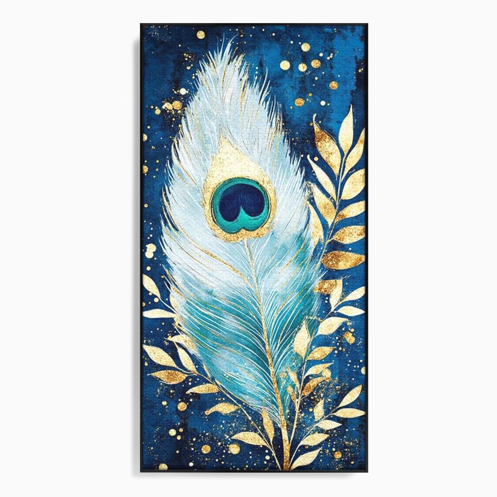Tablou Canvas Premium, LuxCanva® M1402, O Pana Fermecata, Paun, Penaj, Auriu, Stralucitor, Elegant, Lux, Exotic, Rafinament, Detaliat, Abstract, Birou, Living, Camera Copil