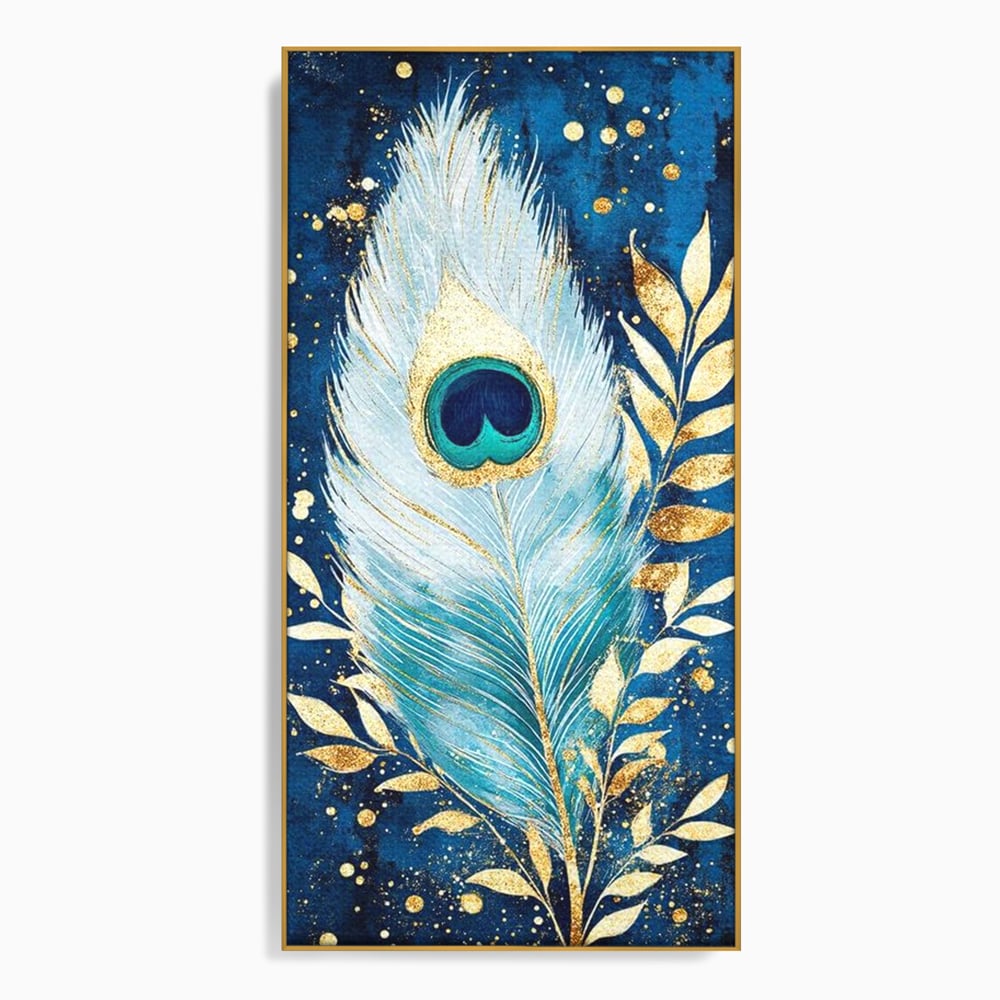 Tablou Canvas Premium, LuxCanva® M1402, O Pana Fermecata, Paun, Penaj, Auriu, Stralucitor, Elegant, Lux, Exotic, Rafinament, Detaliat, Abstract, Birou, Living, Camera Copil