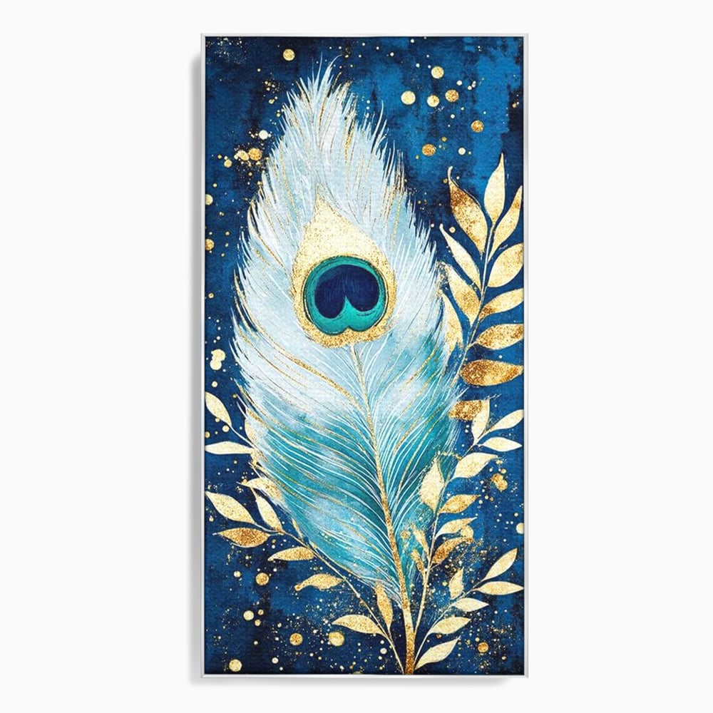 Tablou Canvas Premium, LuxCanva® M1402, O Pana Fermecata, Paun, Penaj, Auriu, Stralucitor, Elegant, Lux, Exotic, Rafinament, Detaliat, Abstract, Birou, Living, Camera Copil