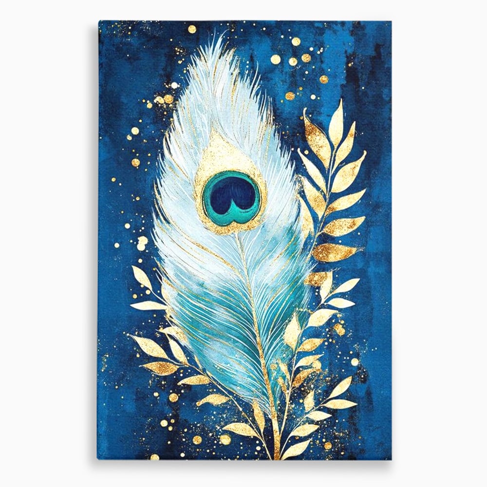 Tablou Canvas Premium, LuxCanva® M1402, O Pana Fermecata, Paun, Penaj, Auriu, Stralucitor, Elegant, Lux, Exotic, Rafinament, Detaliat, Abstract, Birou, Living, Camera Copil