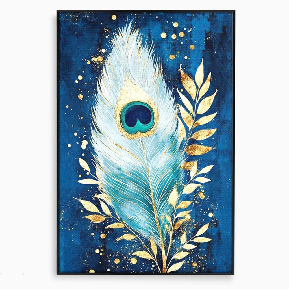 Tablou Canvas Premium, LuxCanva® M1402, O Pana Fermecata, Paun, Penaj, Auriu, Stralucitor, Elegant, Lux, Exotic, Rafinament, Detaliat, Abstract, Birou, Living, Camera Copil
