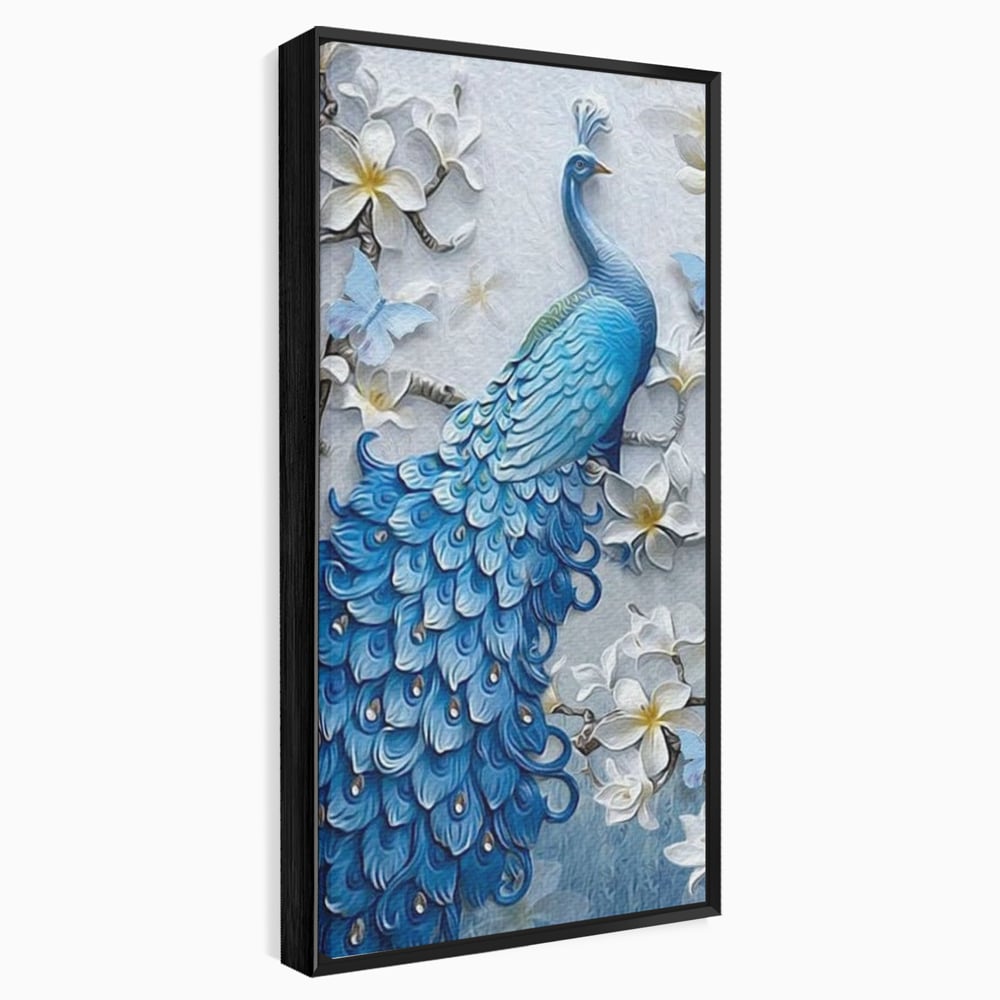 Tablou Canvas Premium, LuxCanva® M1404, Ascuns printre Magnolii, Pasare, Penaj, Flori, Ramuri, Eleganta, Paun, Coada, Petale, Natura, Pictura, Birou, Living, Camera Copil