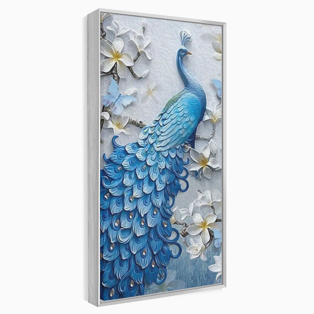 Tablou Canvas Premium, LuxCanva® M1404, Ascuns printre Magnolii, Pasare, Penaj, Flori, Ramuri, Eleganta, Paun, Coada, Petale, Natura, Pictura, Birou, Living, Camera Copil