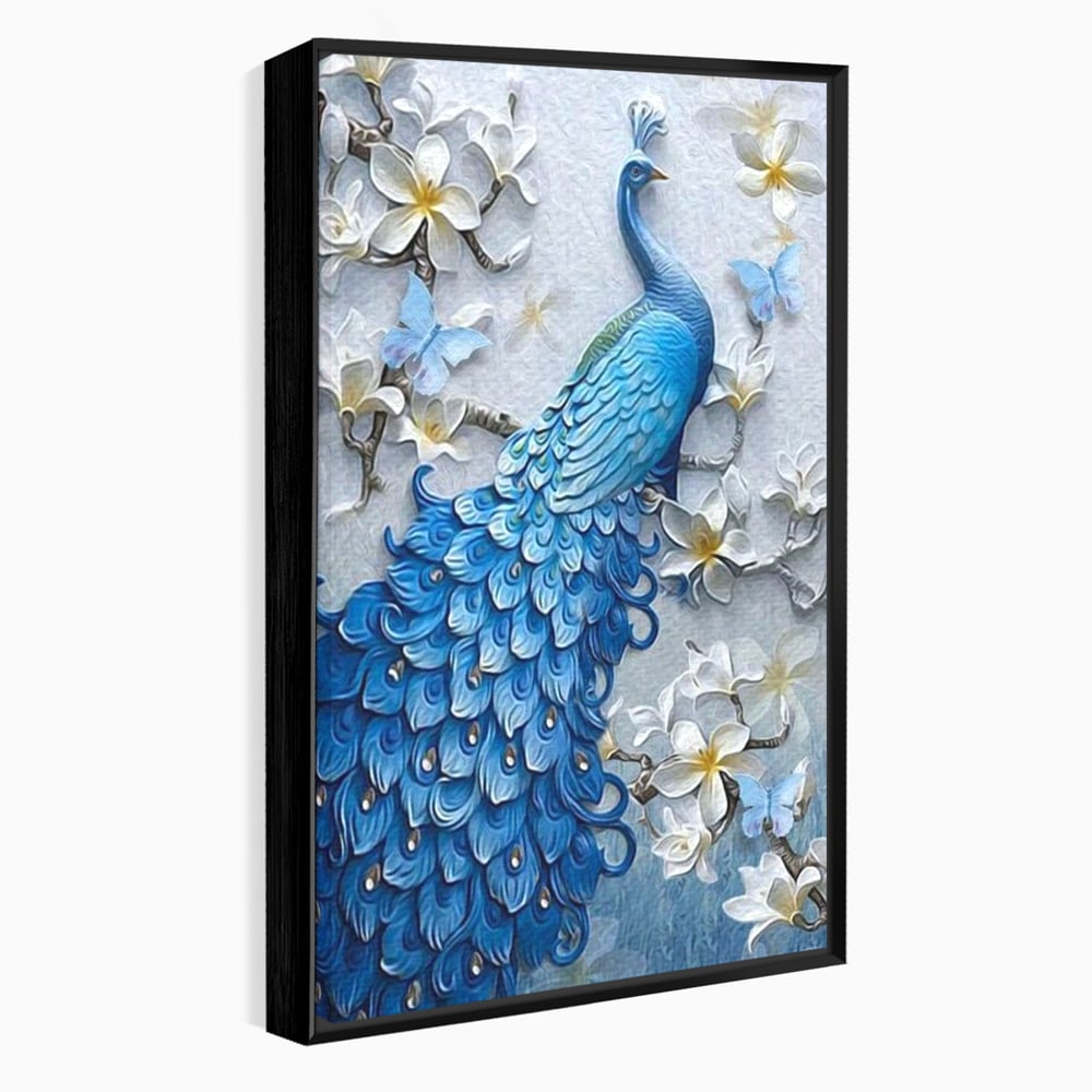 Tablou Canvas Premium, LuxCanva® M1404, Ascuns printre Magnolii, Pasare, Penaj, Flori, Ramuri, Eleganta, Paun, Coada, Petale, Natura, Pictura, Birou, Living, Camera Copil