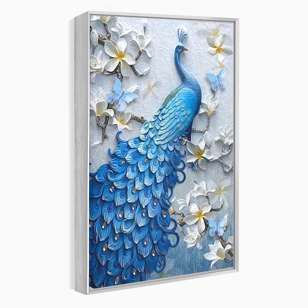 Tablou Canvas Premium, LuxCanva® M1404, Ascuns printre Magnolii, Pasare, Penaj, Flori, Ramuri, Eleganta, Paun, Coada, Petale, Natura, Pictura, Birou, Living, Camera Copil