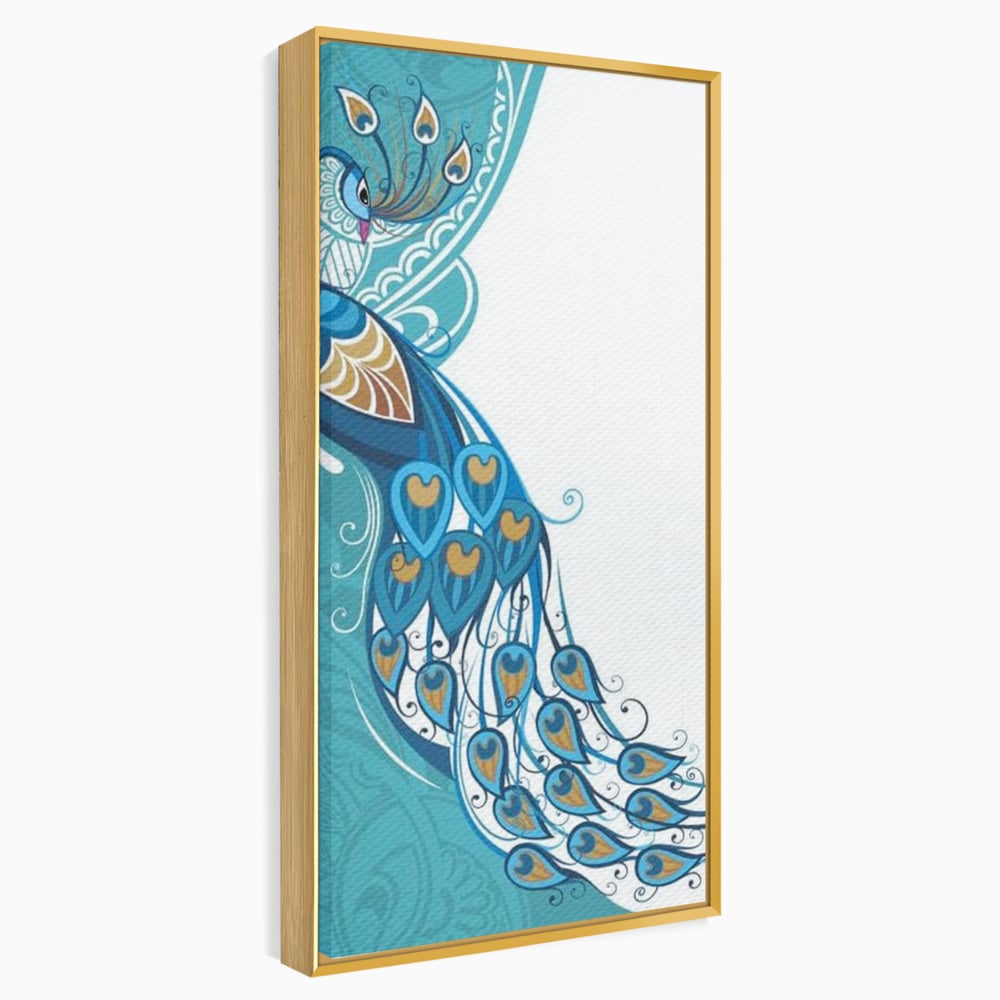 Leinwand Premium Canvas Wandkunst, LuxCanva® M1405, Exotische Essenz, Abstrakte Kunst, Grafik, Modern, Malerei, Pfau, Feder, Design, Vogel, Charmant, Büro, Wohnen, Kinderzimmer
