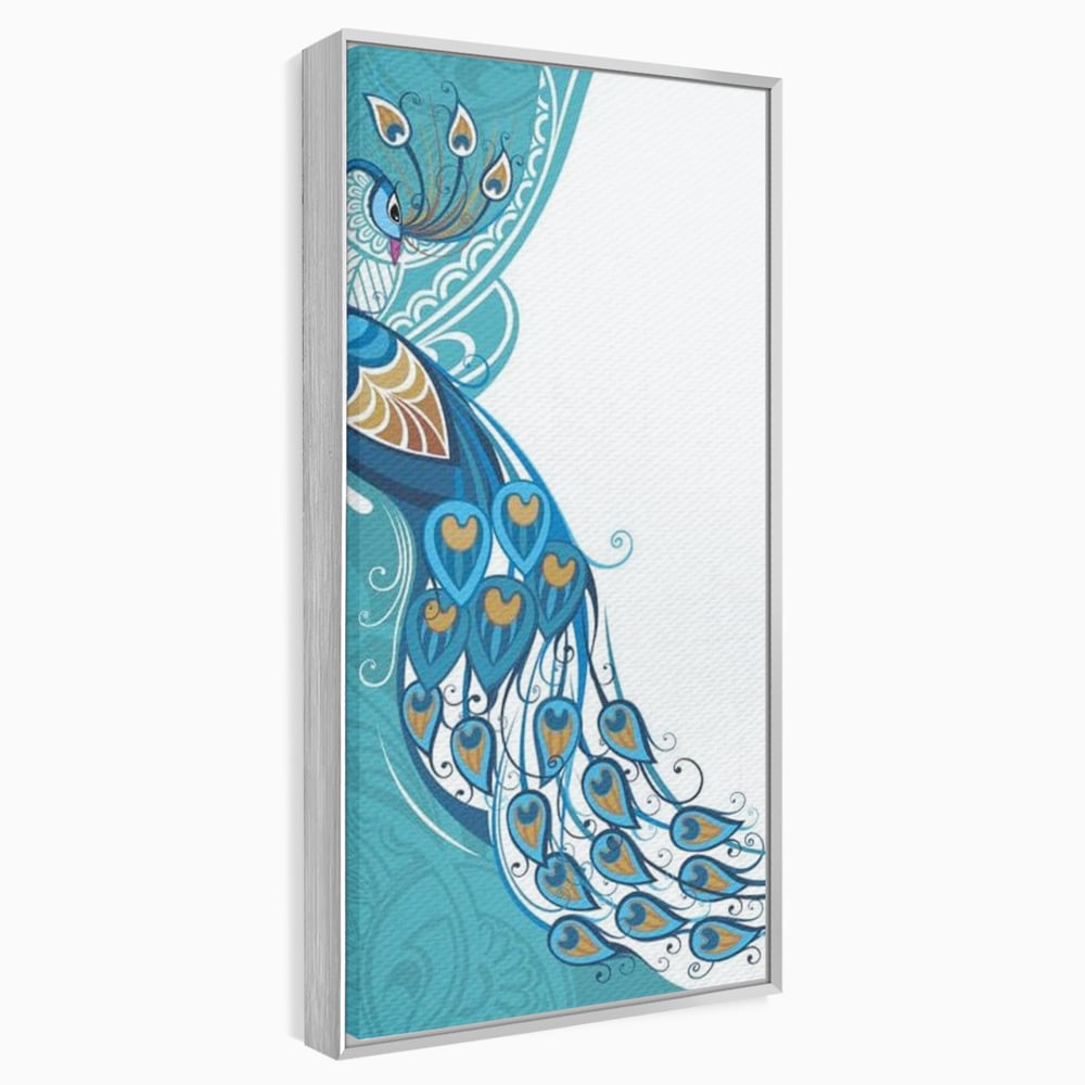 Leinwand Premium Canvas Wandkunst, LuxCanva® M1405, Exotische Essenz, Abstrakte Kunst, Grafik, Modern, Malerei, Pfau, Feder, Design, Vogel, Charmant, Büro, Wohnen, Kinderzimmer