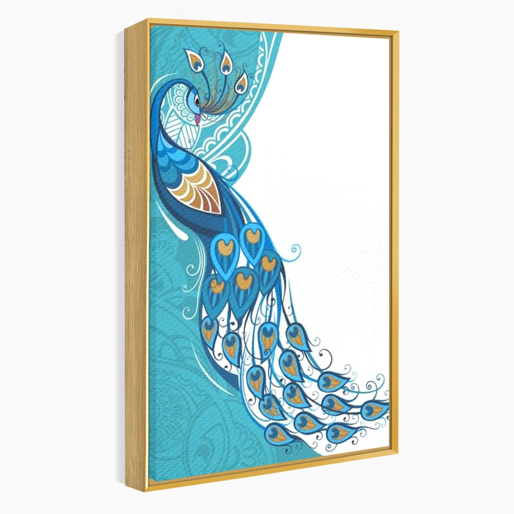 Leinwand Premium Canvas Wandkunst, LuxCanva® M1405, Exotische Essenz, Abstrakte Kunst, Grafik, Modern, Malerei, Pfau, Feder, Design, Vogel, Charmant, Büro, Wohnen, Kinderzimmer
