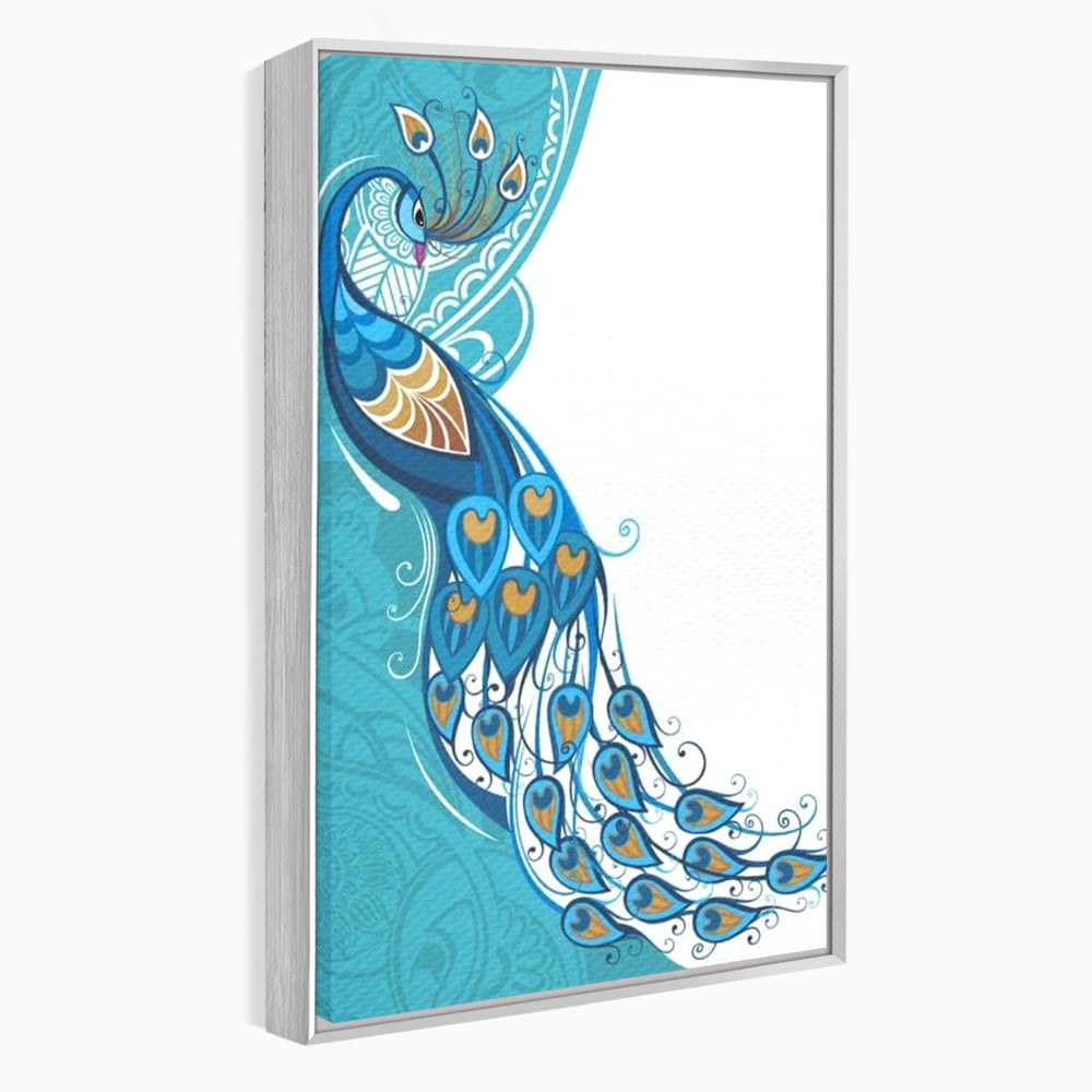 Leinwand Premium Canvas Wandkunst, LuxCanva® M1405, Exotische Essenz, Abstrakte Kunst, Grafik, Modern, Malerei, Pfau, Feder, Design, Vogel, Charmant, Büro, Wohnen, Kinderzimmer