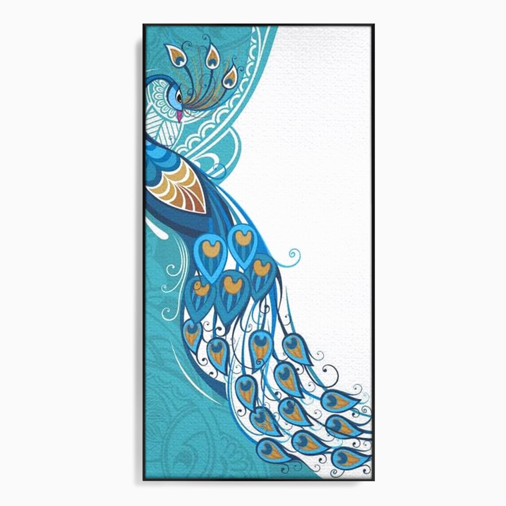 Leinwand Premium Canvas Wandkunst, LuxCanva® M1405, Exotische Essenz, Abstrakte Kunst, Grafik, Modern, Malerei, Pfau, Feder, Design, Vogel, Charmant, Büro, Wohnen, Kinderzimmer