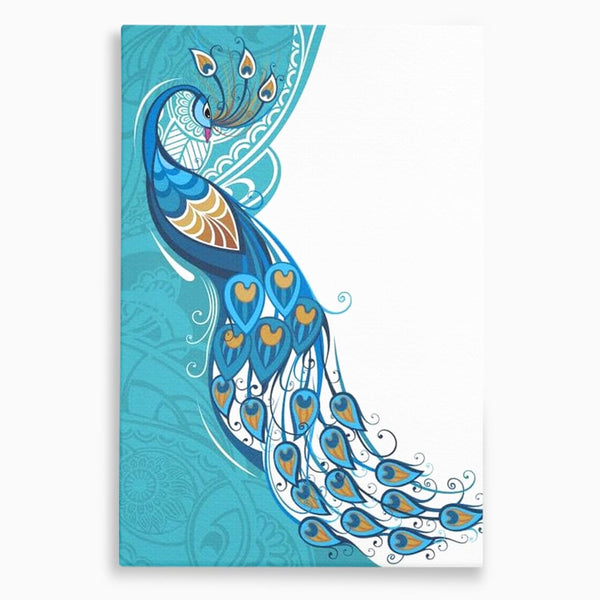 Leinwand Premium Canvas Wandkunst, LuxCanva® M1405, Exotische Essenz, Abstrakte Kunst, Grafik, Modern, Malerei, Pfau, Feder, Design, Vogel, Charmant, Büro, Wohnen, Kinderzimmer