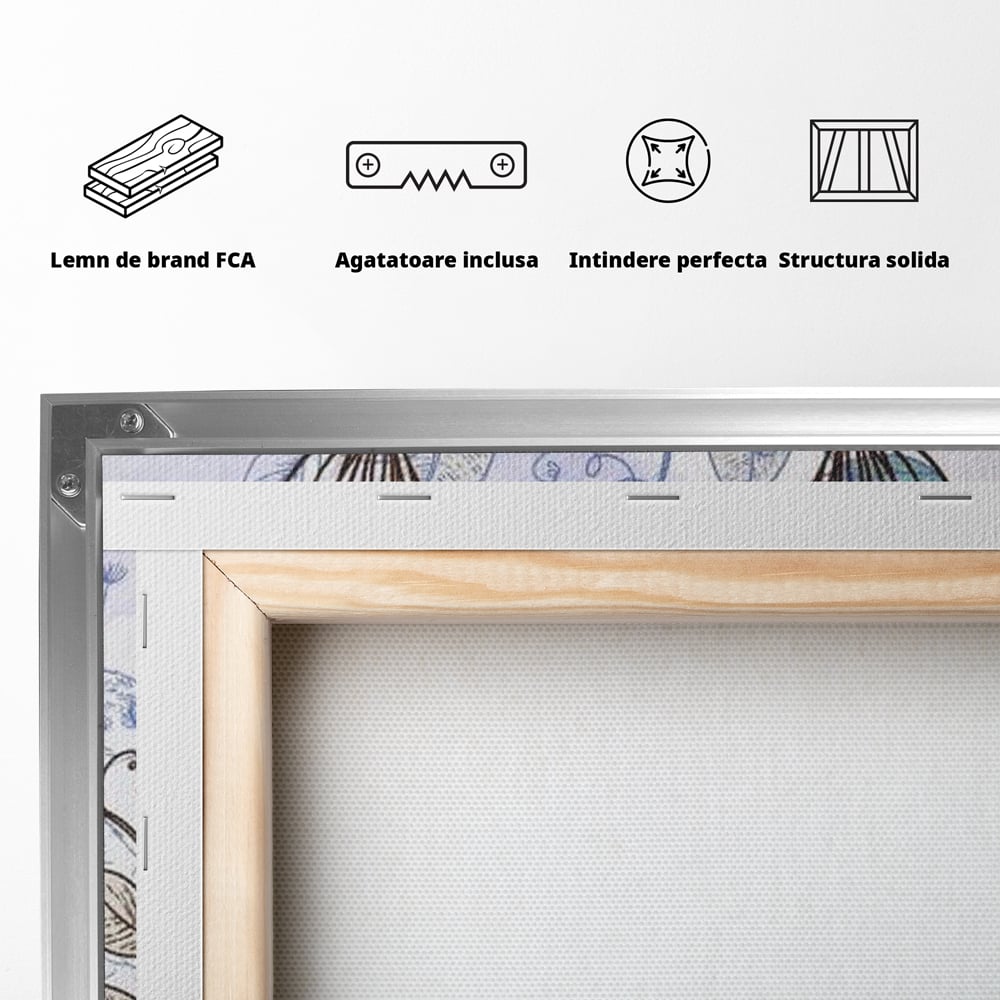 Tablou Canvas Premium, LuxCanva® M1409, Dragoste Imperiala, Pereche, Cuplu, Iubire, Simetrie, Flori, Desen, Pasari, Penaj, Pauni, Abstract, Birou, Living, Camera Copil