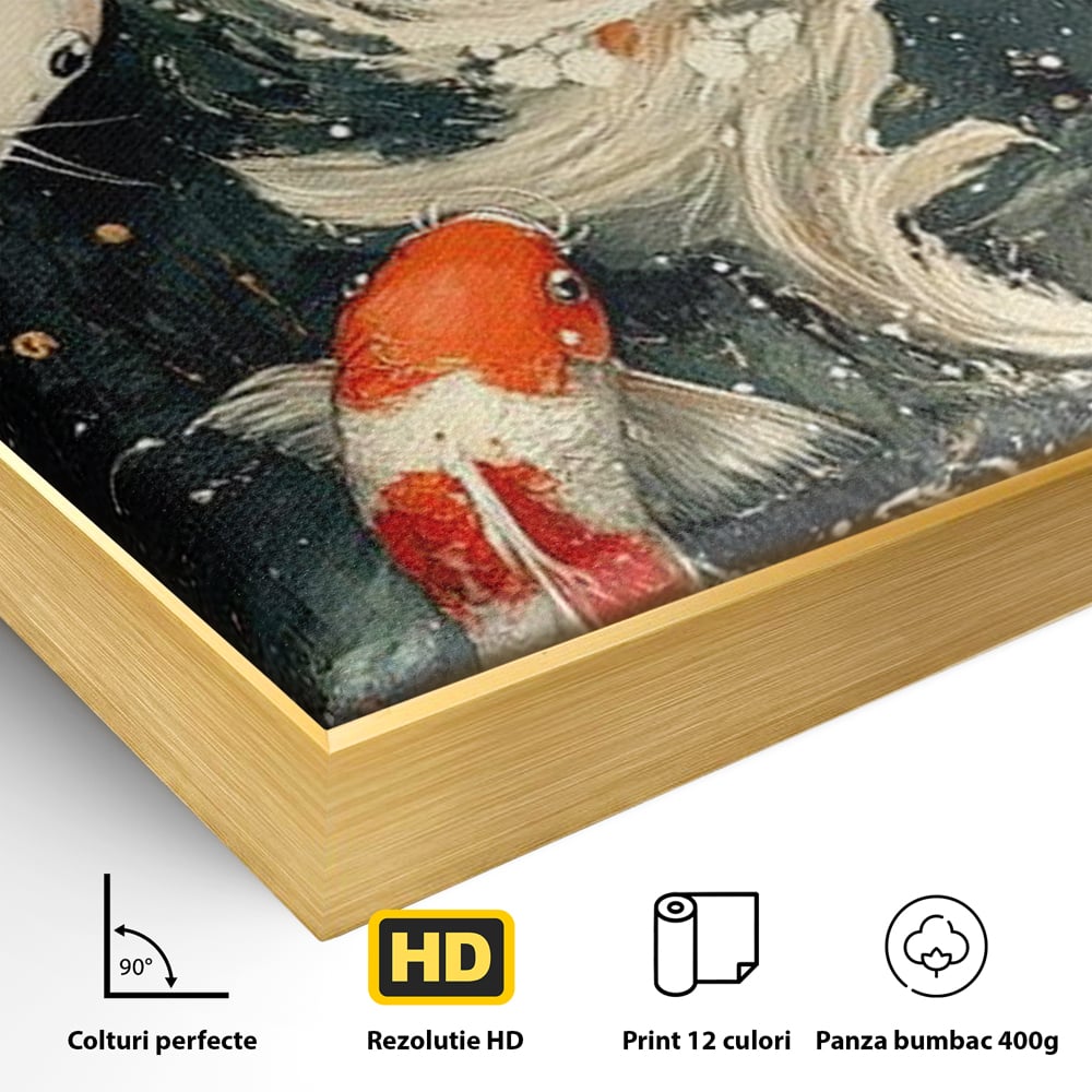 Tablou Canvas Premium, LuxCanva® M1411, Alchimie in Apa, Acvatic, Pesti, Apa, Solzi, Koi, Armonie, Dans, Prosperitate, Valuri, Pictura, Vitalitate, Birou, Living, Camera Copil