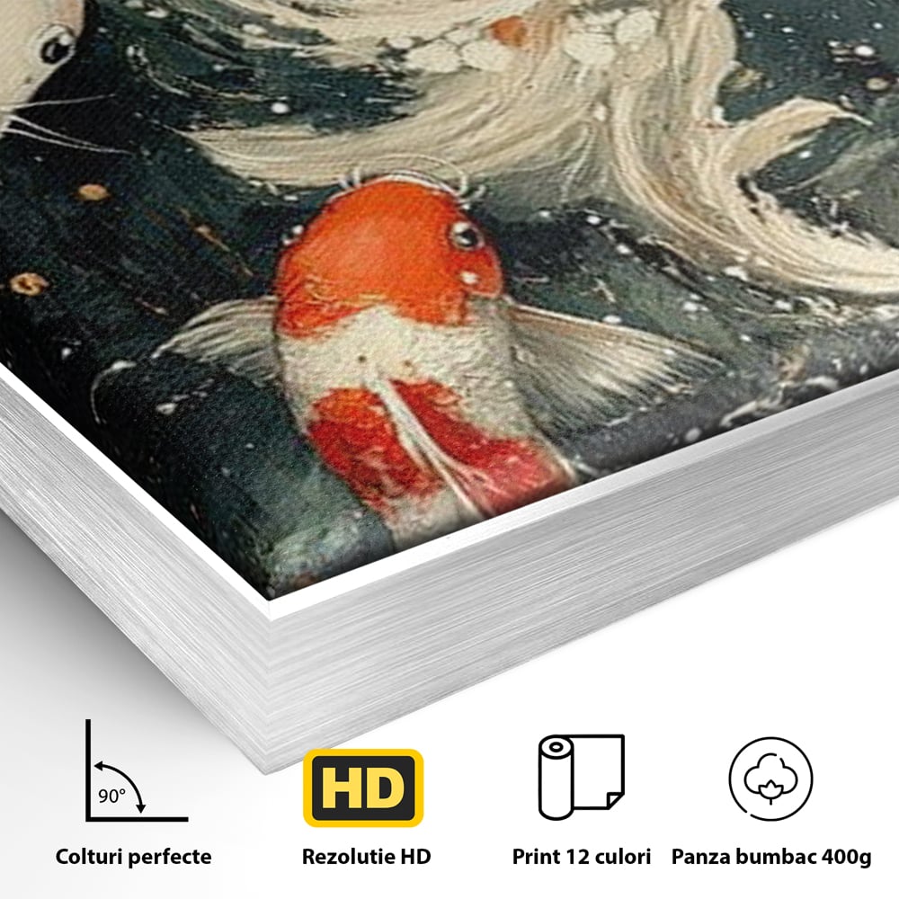 Tablou Canvas Premium, LuxCanva® M1411, Alchimie in Apa, Acvatic, Pesti, Apa, Solzi, Koi, Armonie, Dans, Prosperitate, Valuri, Pictura, Vitalitate, Birou, Living, Camera Copil