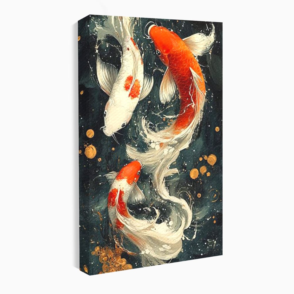 Tablou Canvas Premium, LuxCanva® M1411, Alchimie in Apa, Acvatic, Pesti, Apa, Solzi, Koi, Armonie, Dans, Prosperitate, Valuri, Pictura, Vitalitate, Birou, Living, Camera Copil