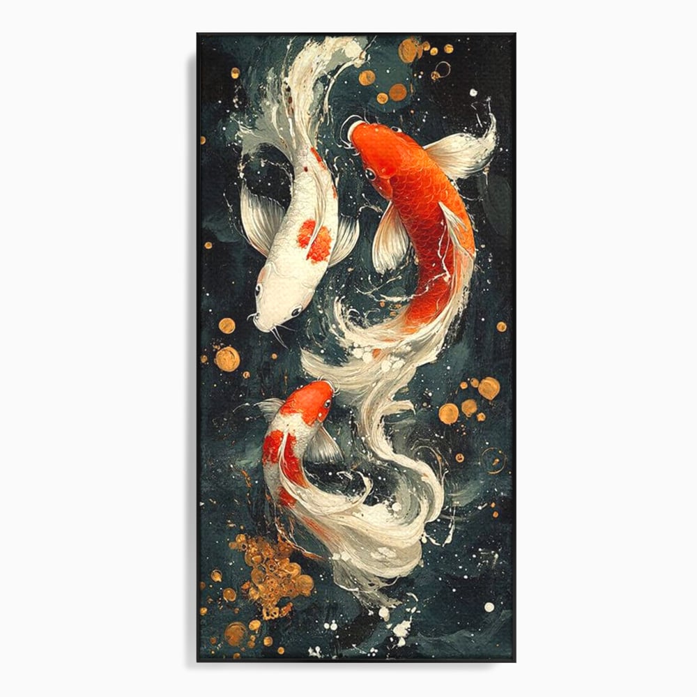 Tablou Canvas Premium, LuxCanva® M1411, Alchimie in Apa, Acvatic, Pesti, Apa, Solzi, Koi, Armonie, Dans, Prosperitate, Valuri, Pictura, Vitalitate, Birou, Living, Camera Copil