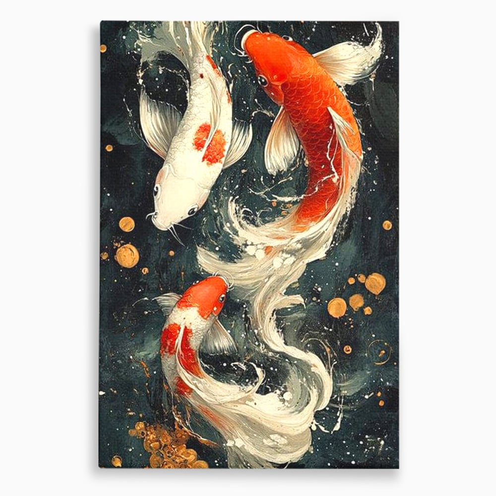 Tablou Canvas Premium, LuxCanva® M1411, Alchimie in Apa, Acvatic, Pesti, Apa, Solzi, Koi, Armonie, Dans, Prosperitate, Valuri, Pictura, Vitalitate, Birou, Living, Camera Copil