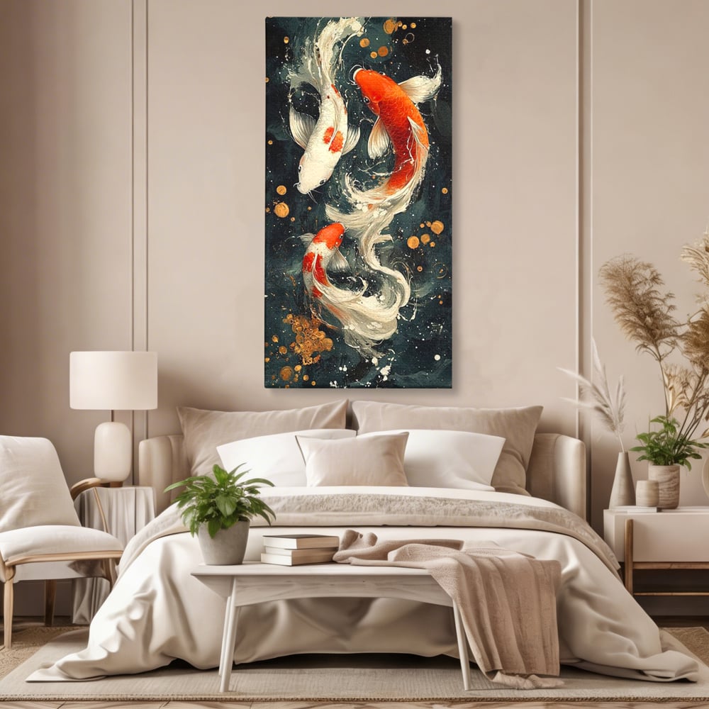 Tablou Canvas Premium, LuxCanva® M1411, Alchimie in Apa, Acvatic, Pesti, Apa, Solzi, Koi, Armonie, Dans, Prosperitate, Valuri, Pictura, Vitalitate, Birou, Living, Camera Copil