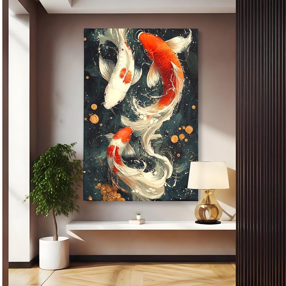 Tablou Canvas Premium, LuxCanva® M1411, Alchimie in Apa, Acvatic, Pesti, Apa, Solzi, Koi, Armonie, Dans, Prosperitate, Valuri, Pictura, Vitalitate, Birou, Living, Camera Copil