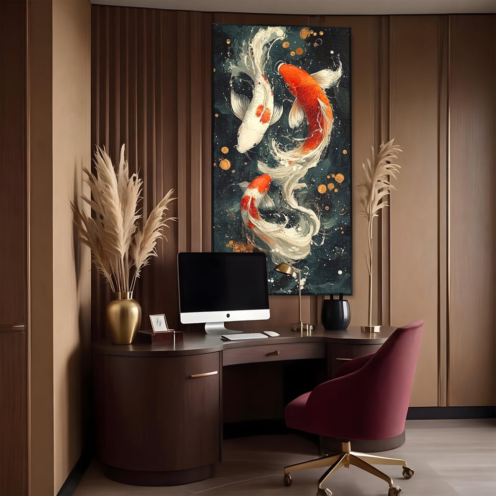 Tablou Canvas Premium, LuxCanva® M1411, Alchimie in Apa, Acvatic, Pesti, Apa, Solzi, Koi, Armonie, Dans, Prosperitate, Valuri, Pictura, Vitalitate, Birou, Living, Camera Copil