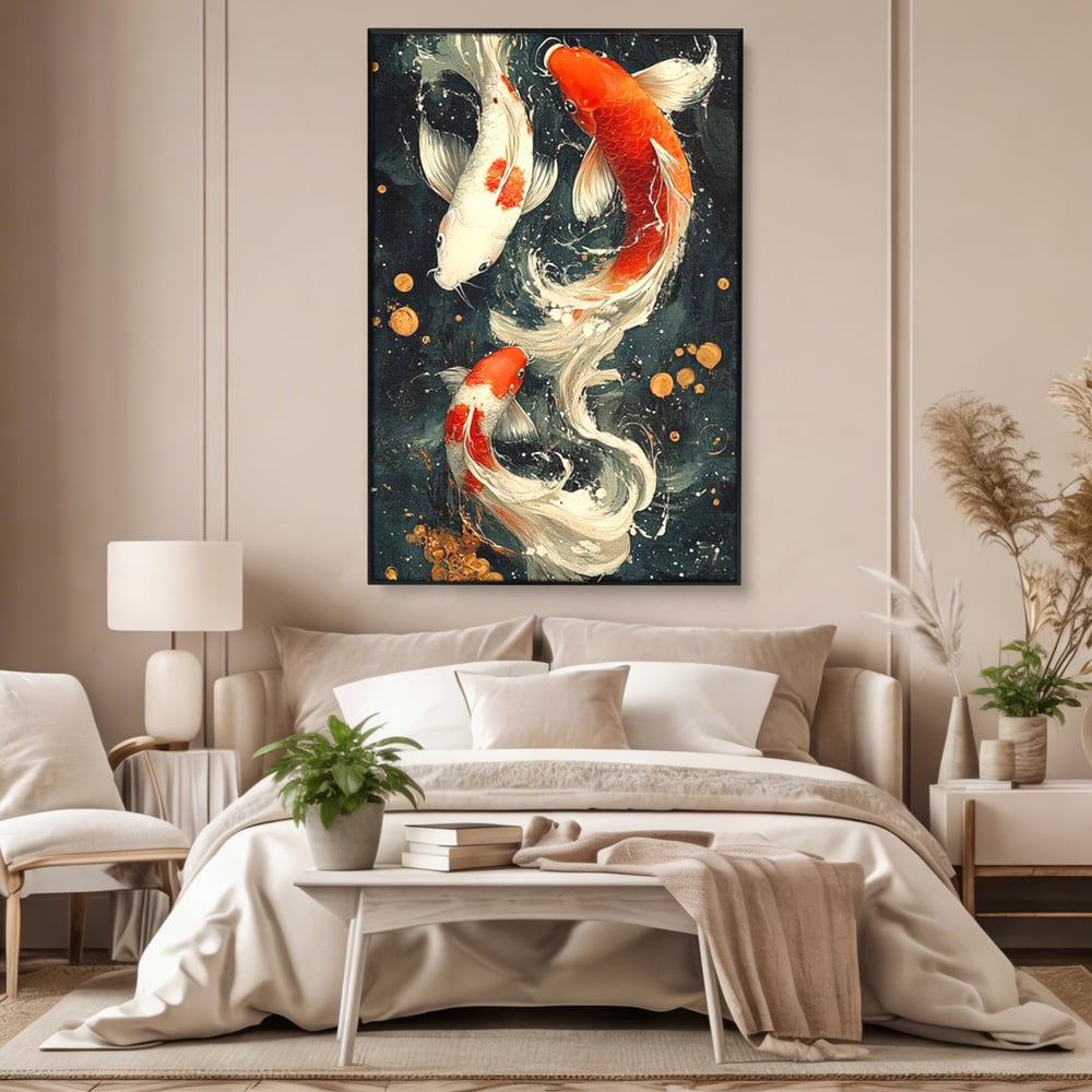 Tablou Canvas Premium, LuxCanva® M1411, Alchimie in Apa, Acvatic, Pesti, Apa, Solzi, Koi, Armonie, Dans, Prosperitate, Valuri, Pictura, Vitalitate, Birou, Living, Camera Copil
