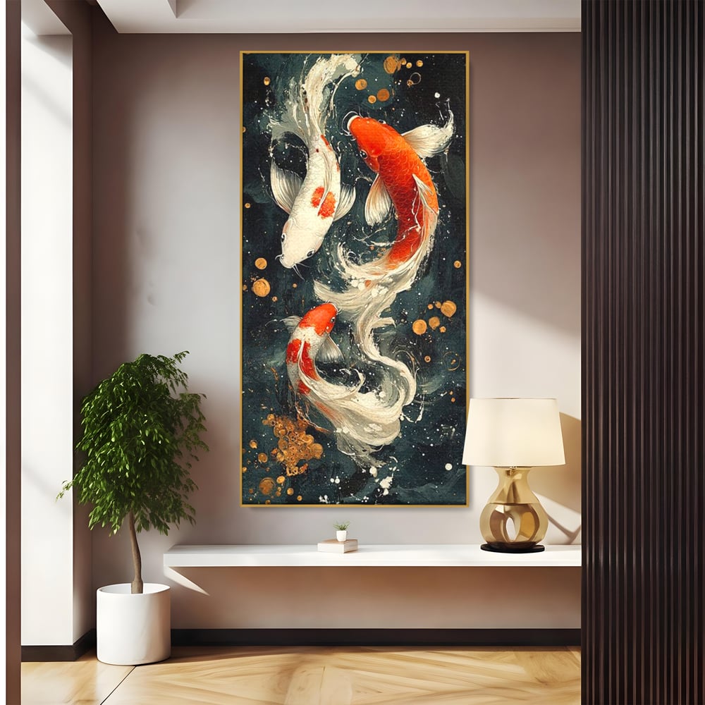 Tablou Canvas Premium, LuxCanva® M1411, Alchimie in Apa, Acvatic, Pesti, Apa, Solzi, Koi, Armonie, Dans, Prosperitate, Valuri, Pictura, Vitalitate, Birou, Living, Camera Copil
