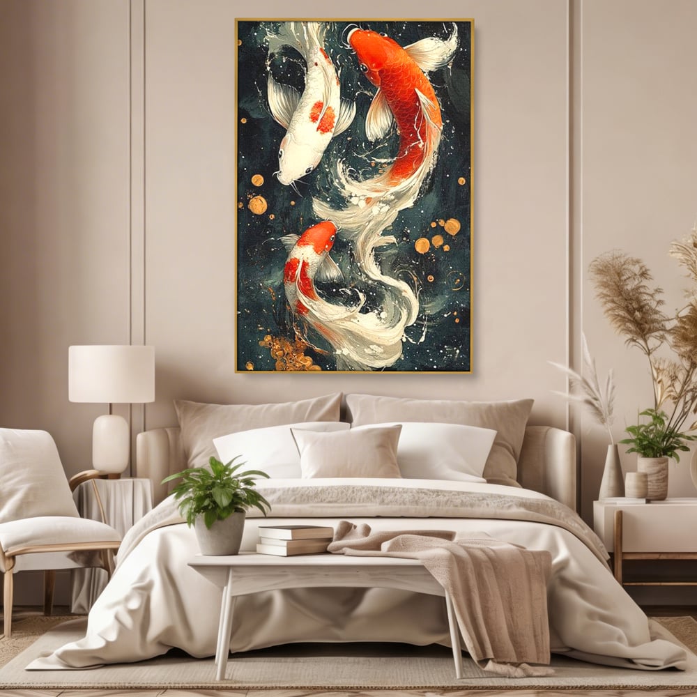 Tablou Canvas Premium, LuxCanva® M1411, Alchimie in Apa, Acvatic, Pesti, Apa, Solzi, Koi, Armonie, Dans, Prosperitate, Valuri, Pictura, Vitalitate, Birou, Living, Camera Copil