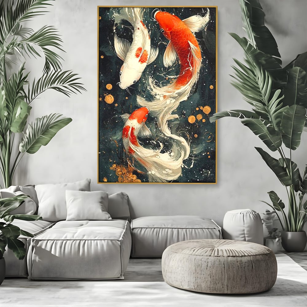 Tablou Canvas Premium, LuxCanva® M1411, Alchimie in Apa, Acvatic, Pesti, Apa, Solzi, Koi, Armonie, Dans, Prosperitate, Valuri, Pictura, Vitalitate, Birou, Living, Camera Copil